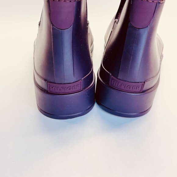 Tommy Hilfiger Women's Blayr Rain Boot Size 10 Burgundy Waterproof Pull On Ankle - Picture 5 of 11